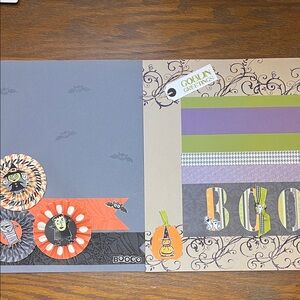 Halloween Scrapbook Pages with Festive Designs - Handmade - 12x12